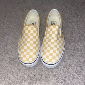 Yellow Checkered Slip On Vans